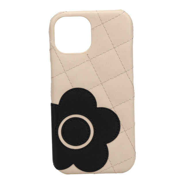 【iPhone15 ケース】DAISY PACH PU QUILT Leather Shell Case (IVORY/BLACK)
