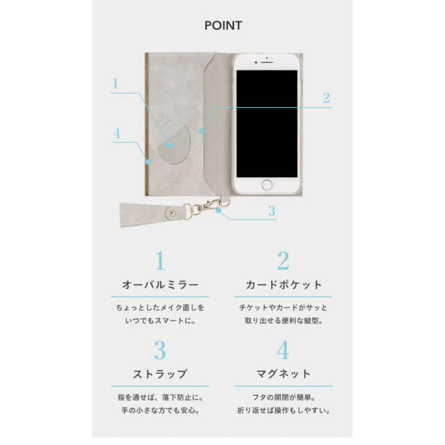 【iPhone15 Pro ケース】スエードスタイル ダイアリーケース (ペールグレー)サブ画像