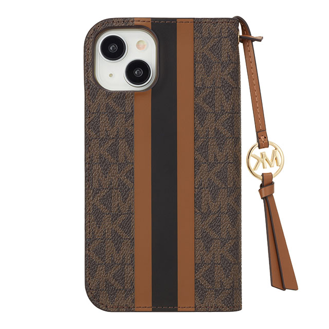 【iPhone15 ケース】Folio Case Stripe with Tassel Charm for MagSafe (Brown)サブ画像