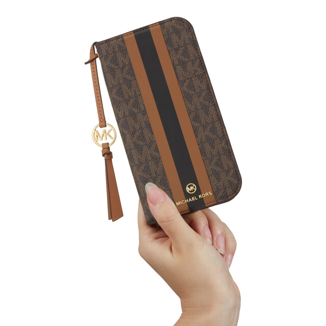 【iPhone15 Pro ケース】Folio Case Stripe with Tassel Charm for MagSafe (Brown)サブ画像