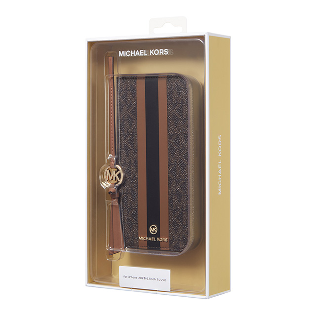 【iPhone15 Pro ケース】Folio Case Stripe with Tassel Charm for MagSafe (Brown)サブ画像