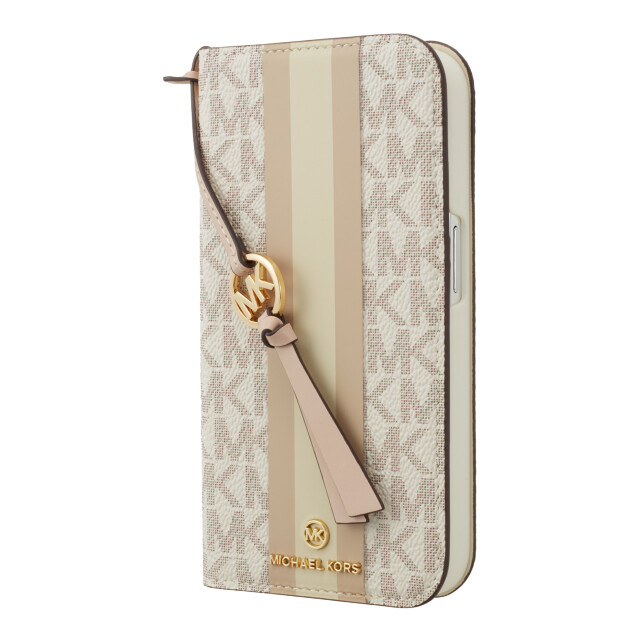 【iPhone15 Pro ケース】Folio Case Stripe with Tassel Charm for MagSafe (Vanilla)