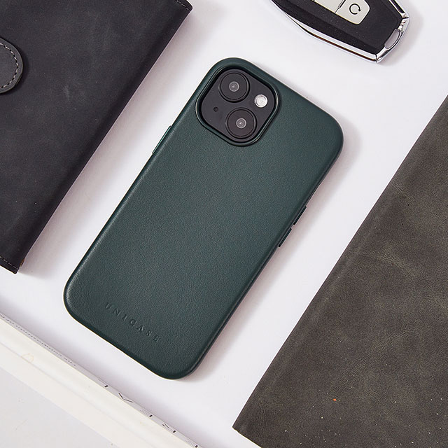 【iPhone15/14/13 ケース】Leather Plain Case(green)サブ画像