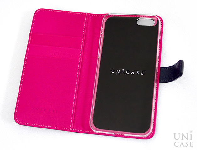 【iPhone6s/6 ケース】COWSKIN Diary Navy×Pink for iPhone6s/6の見開き