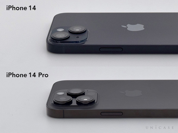 iPhone14(左)と14Pro(右) サイドボタン(電源)