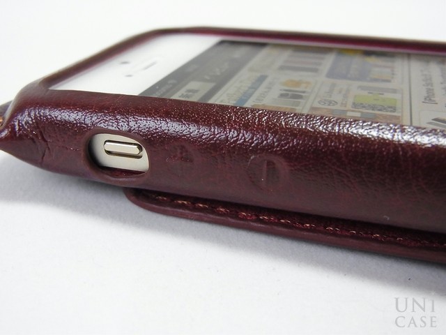 【iPhone5s/5 ケース】BZGLAM Wearable Leather Cover ブラウンのサウンド調整ボタン