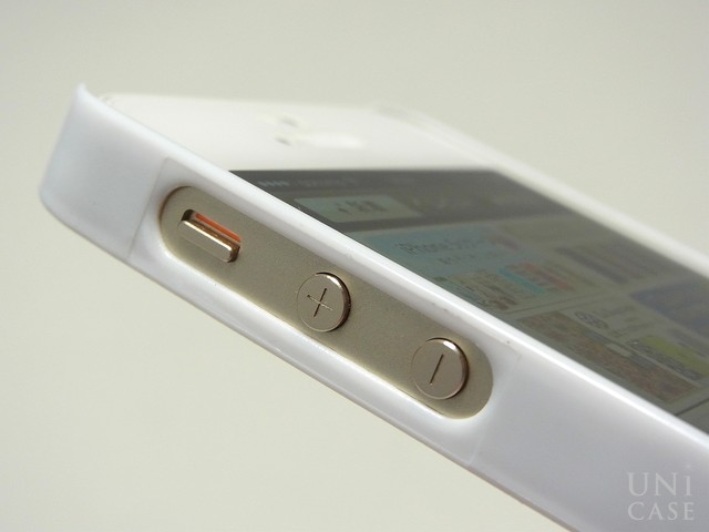 【iPhoneSE(第1世代)/5s/5 ケース】iPhoneケース SC-128-WH ホワイトの音量調節ボタン