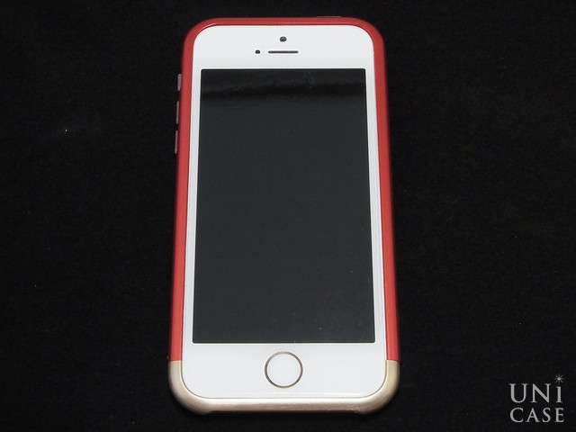 【iPhoneSE(第1世代)/5s/5 ケース】Duralumin Bumper (Red×Gold)の装着完了