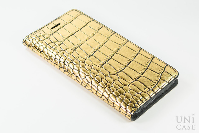 24Kゴールドコーティングのゴージャスな手帳型iPhoneケース：【iPhone6 ケース】Gold Croco Diary（ゴールド クロコ ダイアリー）