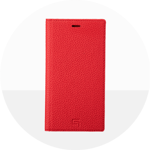 【iPhone11 ケース】Shrunken-Calf Leather Book Case (Red)